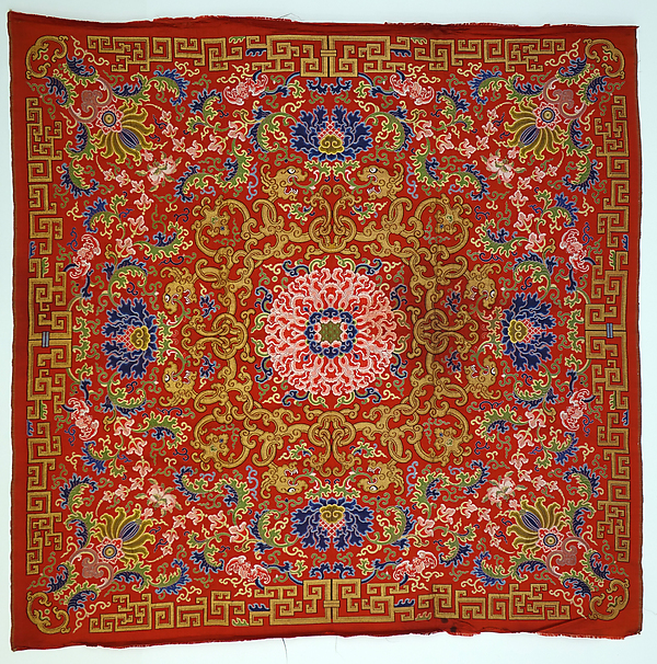 Furniture cover with dragons and flowers by an unrecorded maker, The Metropolitan Museum of Art